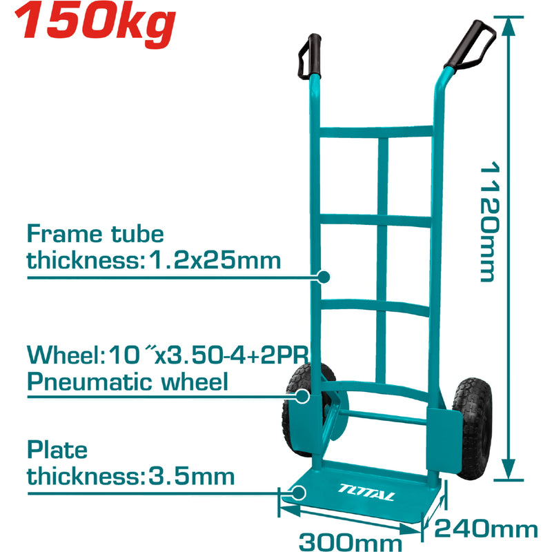 Carretilla Manual de Carga para 150 Kg. Espesor de los Tubos: 1.2 x 25 mm. Alta Calidad