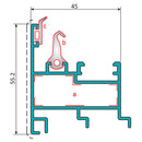 Perfil Inversor Ventana Abatible y Puerta. Espesor 1.4 mm. Largo 5.85 mts. Acabado Lacado Madera Tex