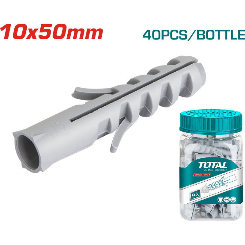 40/pza Taco plastico gris 10x50mm.
