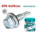 50/pzas Tornillo punta de broca ST 6.3x25mm . hexagonal con arandela goma . Galvanizado