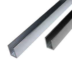 U-Channel Vidrio de 8 mm de Aluminio. Alto 18 mm. Largo de 3 m. Acabado Satinado