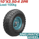 Rueda Neumatica para Carretillas de 100 Kg. De 10" X 3.50 -4 + 2PR. Con Rodamiento.