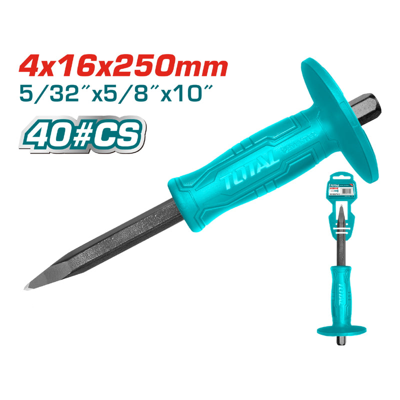 Cincel de 4mm cabeza, mango 16 mm largo 250 mm. Alta calidad igual a stanley