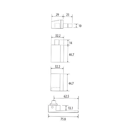 Juego de pivotes estandar decentrado para puertas de aluminio  Acabado silver.