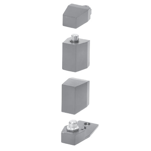 Juego de pivotes estandar decentrado para puertas de aluminio  Acabado silver.