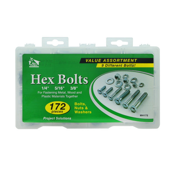 (172 piezas) Kit de tornillos hexagonales, tuercas y arandelas