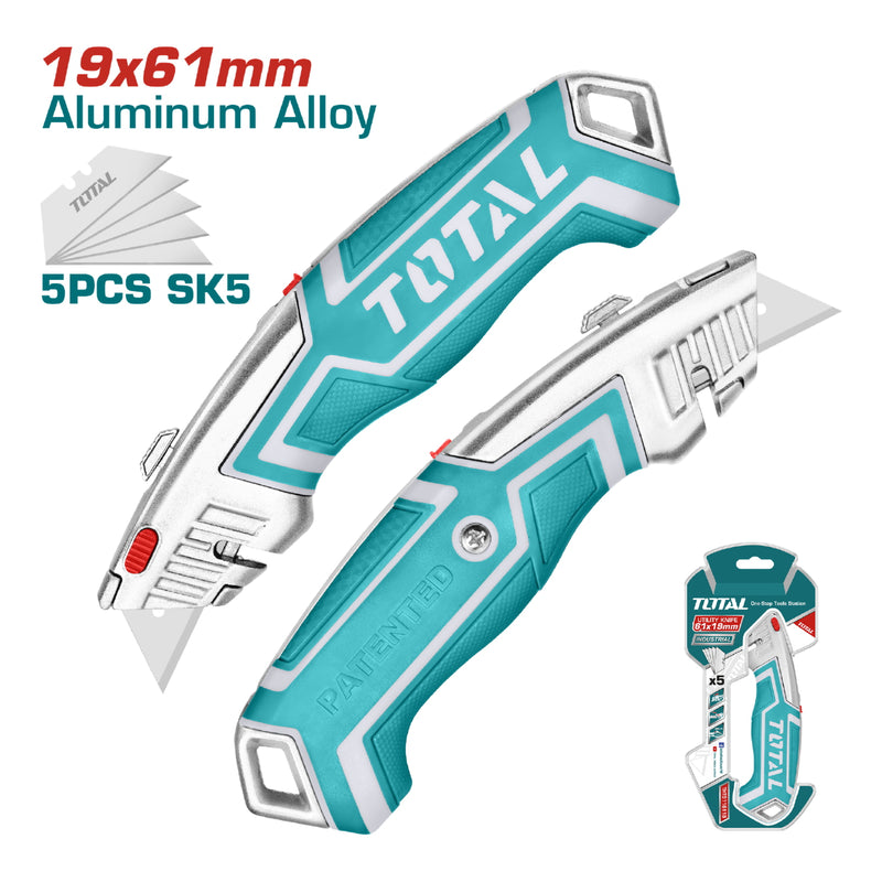 Exacto de 180 mm x 45 mm. Con cuchillas de 61 x 19 mm. Con 5 cuchillas de repuesto SK5.