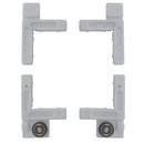 Kit de escuadra y rueda para hoja mosquitera. Incluye 2 escuadras con rueda y 2 escuadra simple. PVC