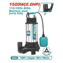 Bomba sumergible para agua sucia 2 HP 110V 60 htz 21 M3/H. 1500 W