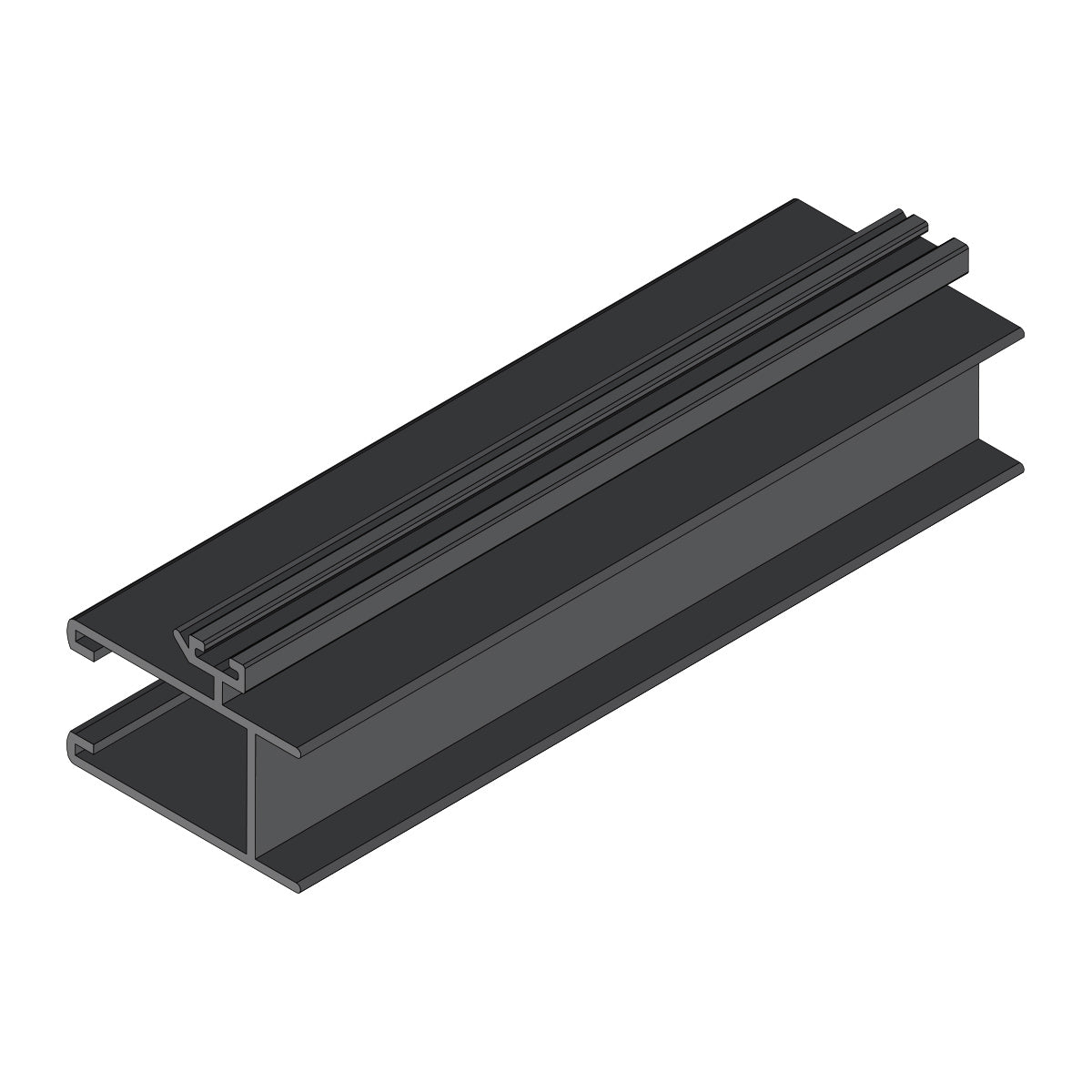 Hoja Central Ventana VC . Espesor 1.52 mm Largo 5.85 mts. Acabado Anodizado Negro VC105