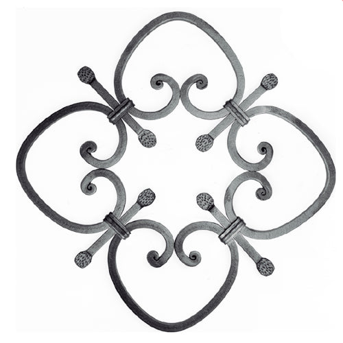 Rosón artístico de hierro forjado Diámetro: Ø 465 mm; Barra cuadrada de 12 x 12 mm