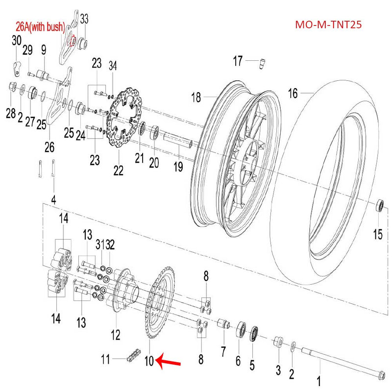 Corona 43 dientes (LEONCINO250 / TNT25 / TRK251)