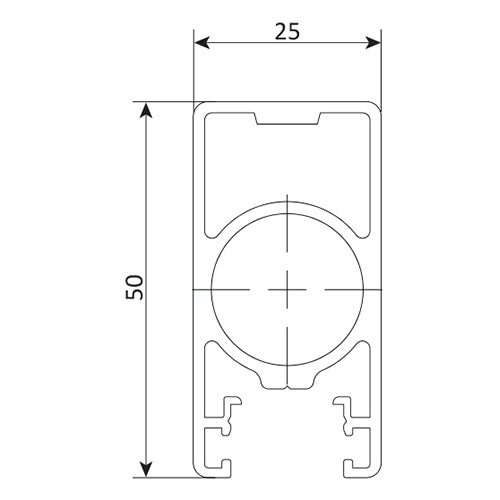 Poste rectangular 25x50 mm 5.8 mts. Acabado blanco.