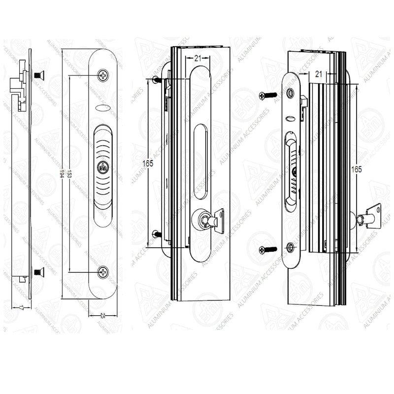 Cierre perimetral manual tornillo visto y Uñero embutido incluido. Cilindro llave Estrella. Blanco