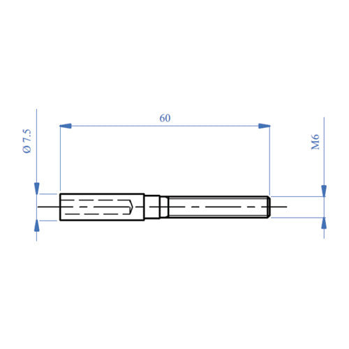 Fiting para cable 5 mm rosca derecha.
