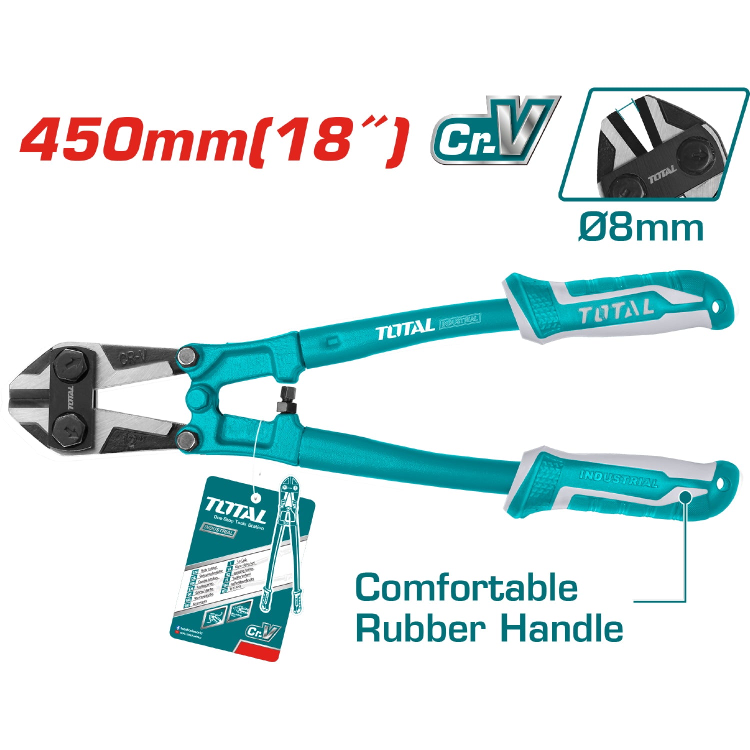 Cizalla 18" CR-V. Para cortar alambre y malla. Acabado pulido en color negro.