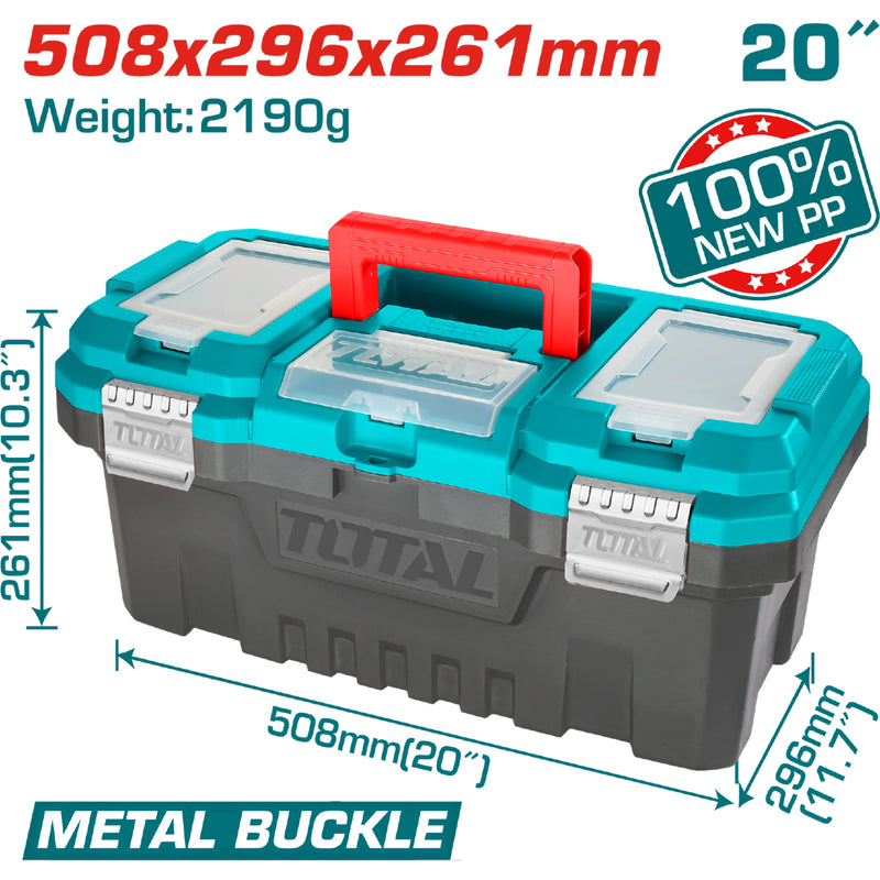 Caja de herramientas de plástico 20" TOTAL grapas Metálicas de alta calidad