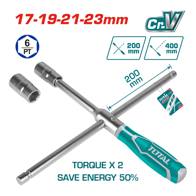 Llave de Cruz rapida 16" con 4 pcs 1/2" Socket:17mm 19mm 21mm 23mm