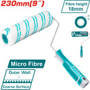 Rodillo de pintar de microfibra, medida 230mm (9"). Espesor 18mm. Diámetro 8mm.