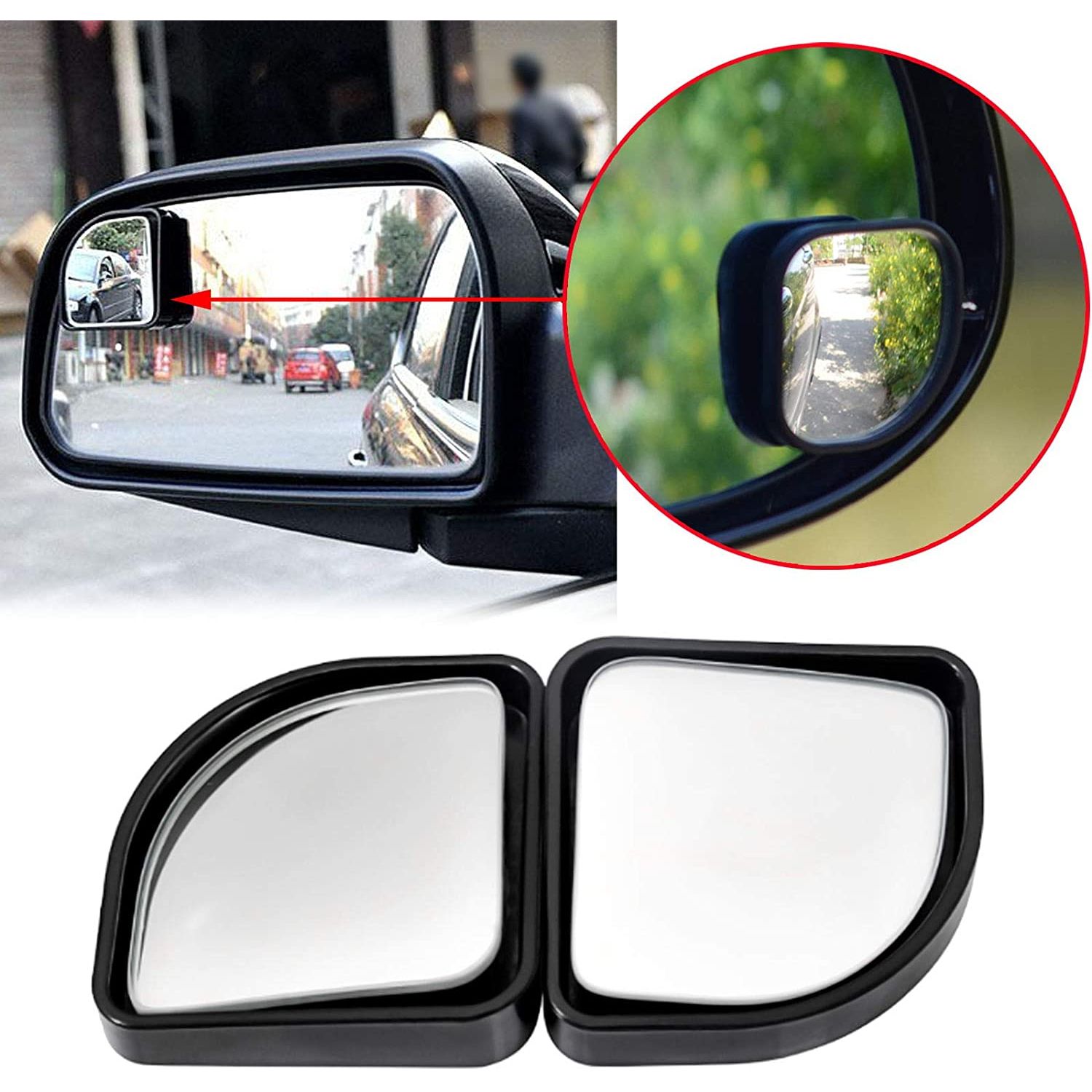 (Par) Espejos ajustable 360° con aumento para retrovisores