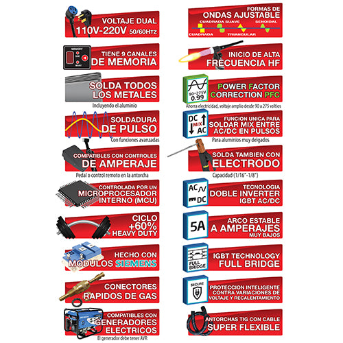 Maquina de soldar TIG AC/DC de PULSO alta frecuencia 110/220V DIGI-TIG 200ACDC