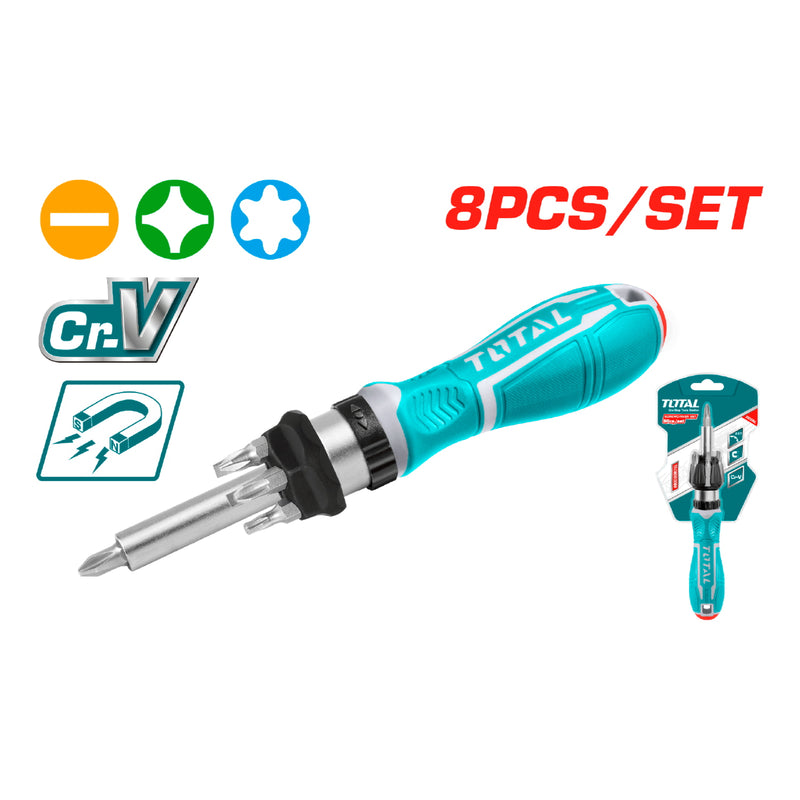 Destornillador con ratchet 8 pcs intercambiables