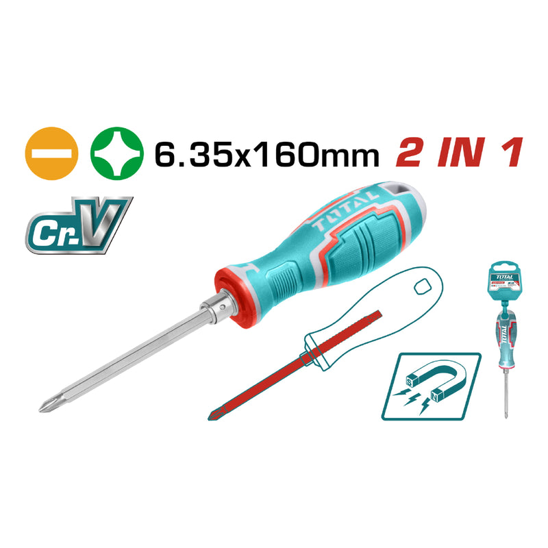 Destornillador 2 en 1 160 mm largo 6.35X160MM,PH2