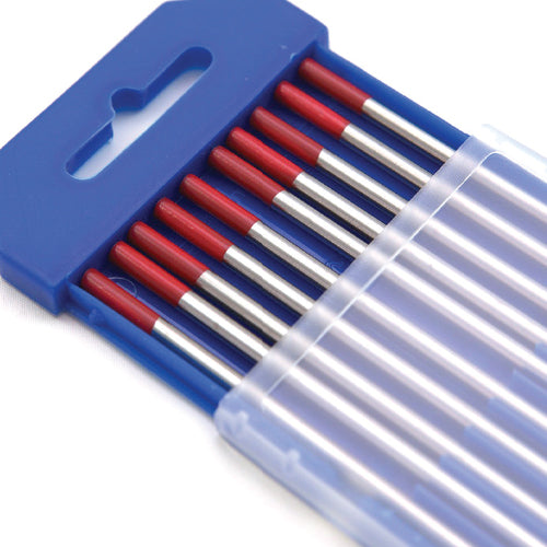 2.4 mm Tungstenos Rojos Thoriados al 2.2 % WT20  175mm. Paquete de 10 pcs.
