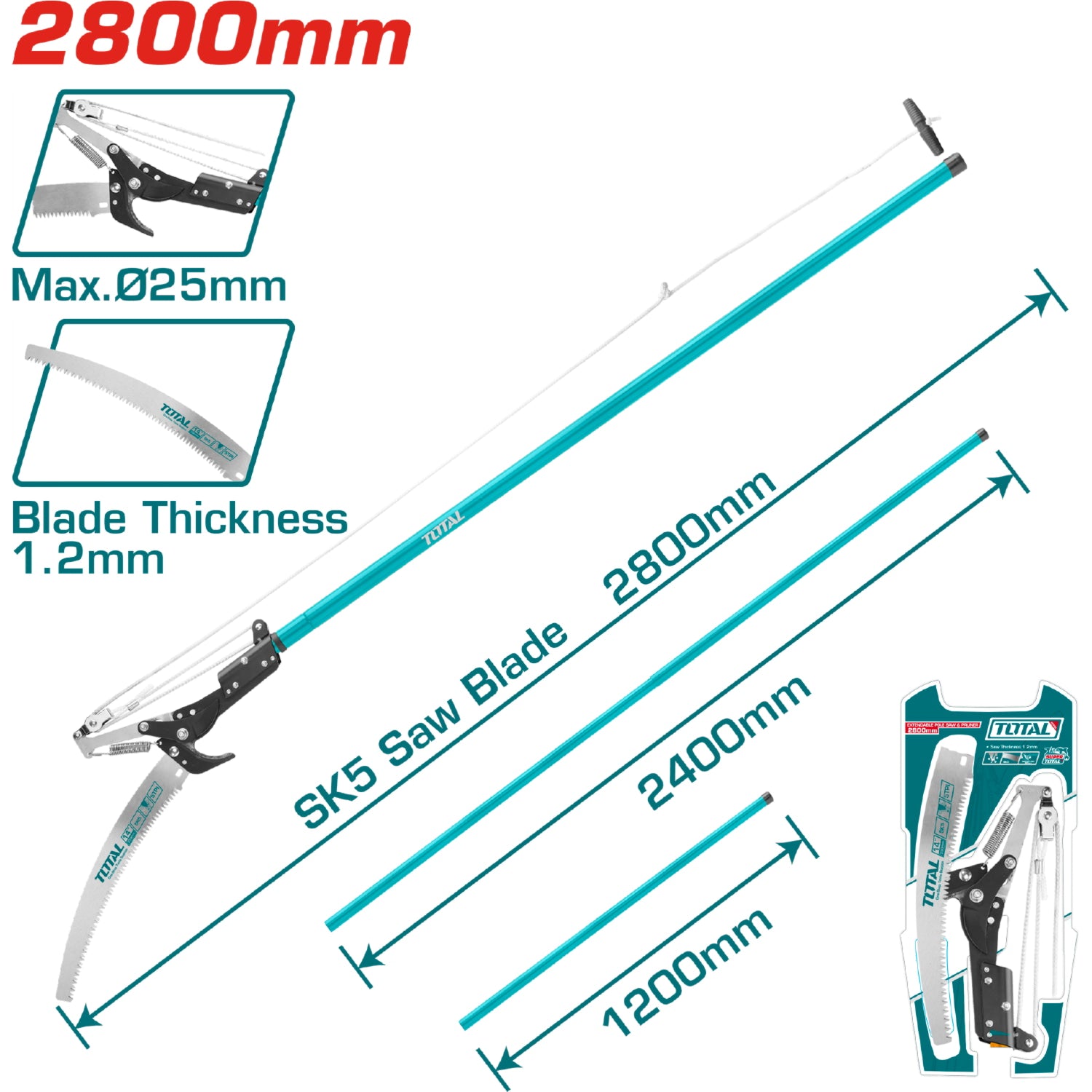 Sierra para Podar 25mm. Sk5 Dientes Triples Rectificados de Precisión (3 bordes).