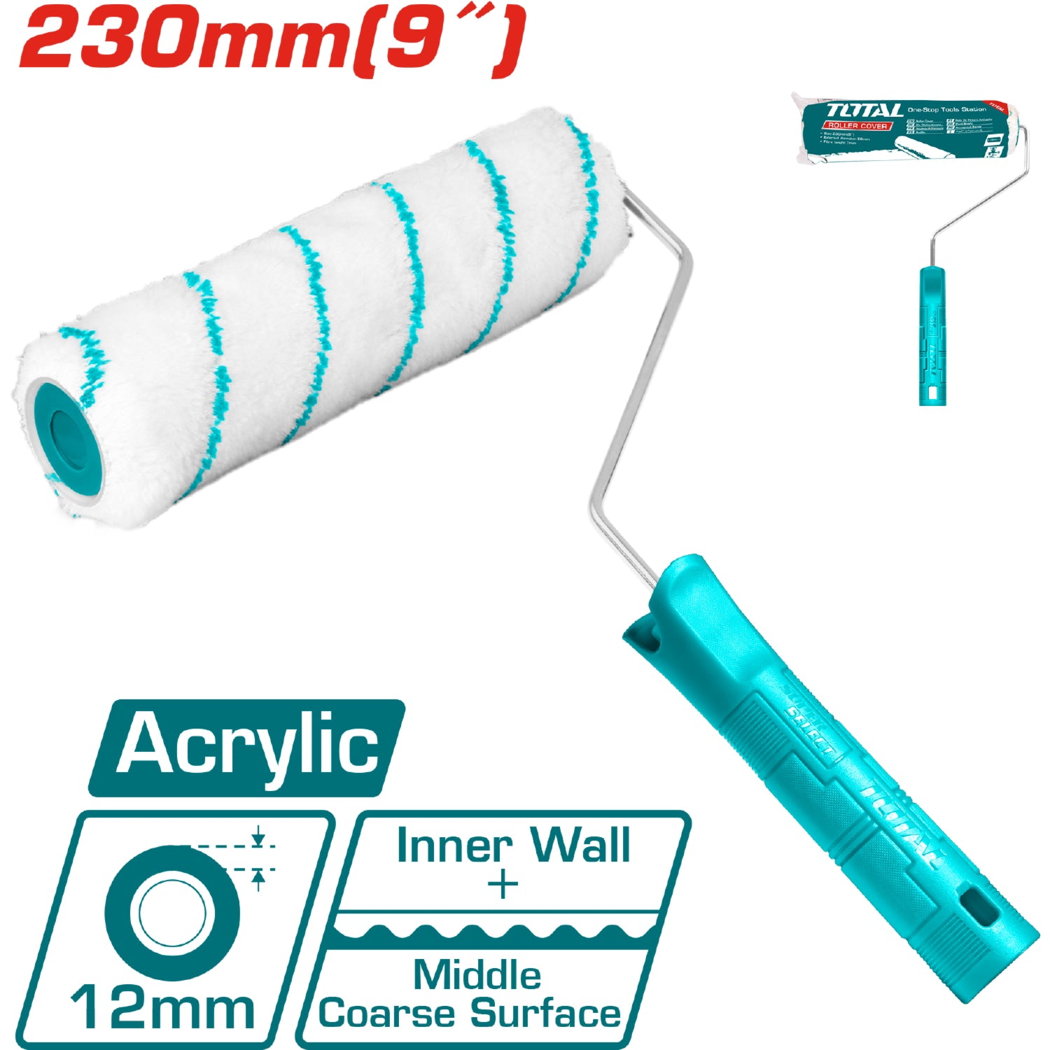 Rodillo para pintar. Medida 230mm/9".  (Paredes internas)