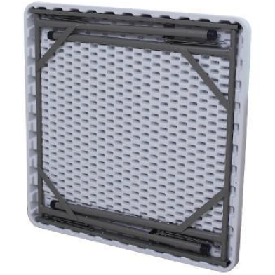 Mesa plástica plegable cuadrada 34"x34" (HDPE) con marco de acero revestido. Medidas 86 cm x 86 cm.