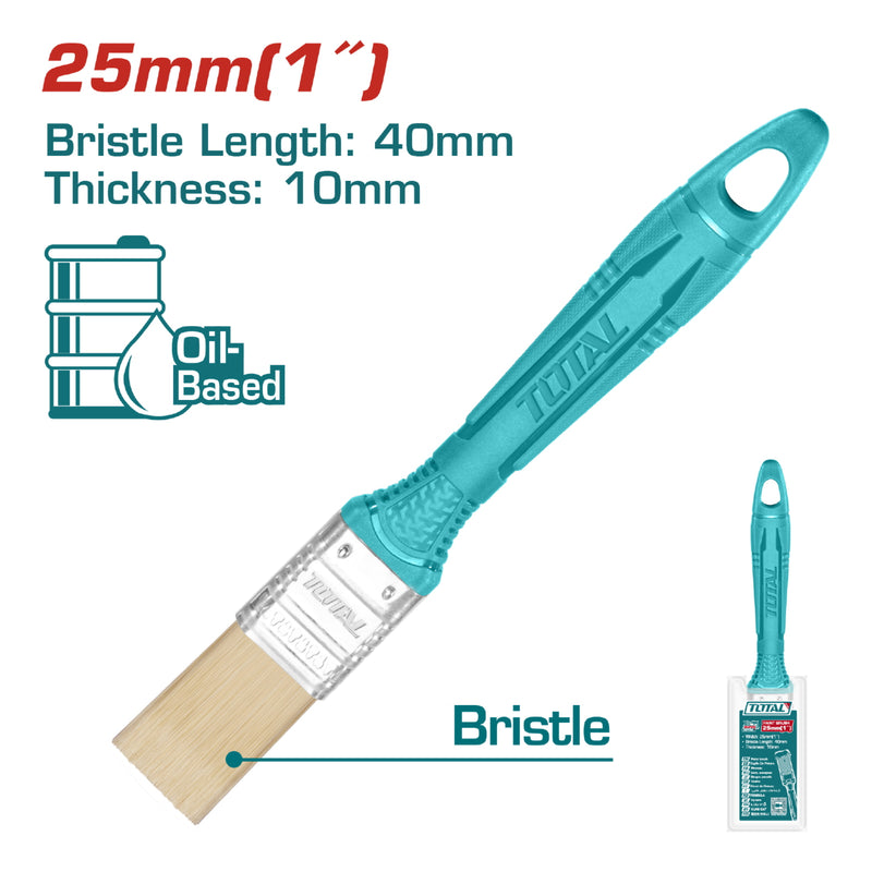 Brocha de 1" (25.4mm). Largo 40mm grueso del pelo 10mm. Mango de plástico.