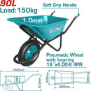 Carretilla de Construccion para 150 Kg. Capacidad de Liquido: 90 L. Capacidad Arena: 6 Pies Cubicos