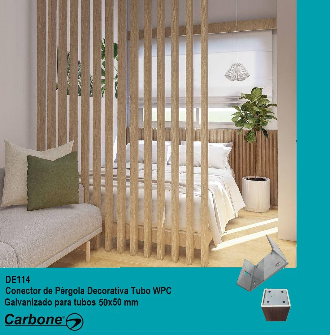 Conector a muro tipo U Para Tubo pergolas 2" decorativa interiores 50x50mm